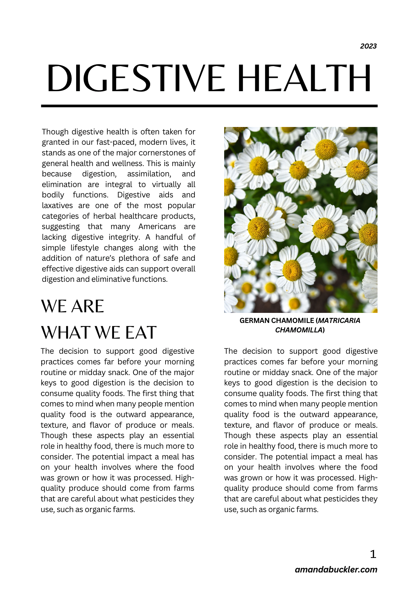 Digestive Health editorial, page 1