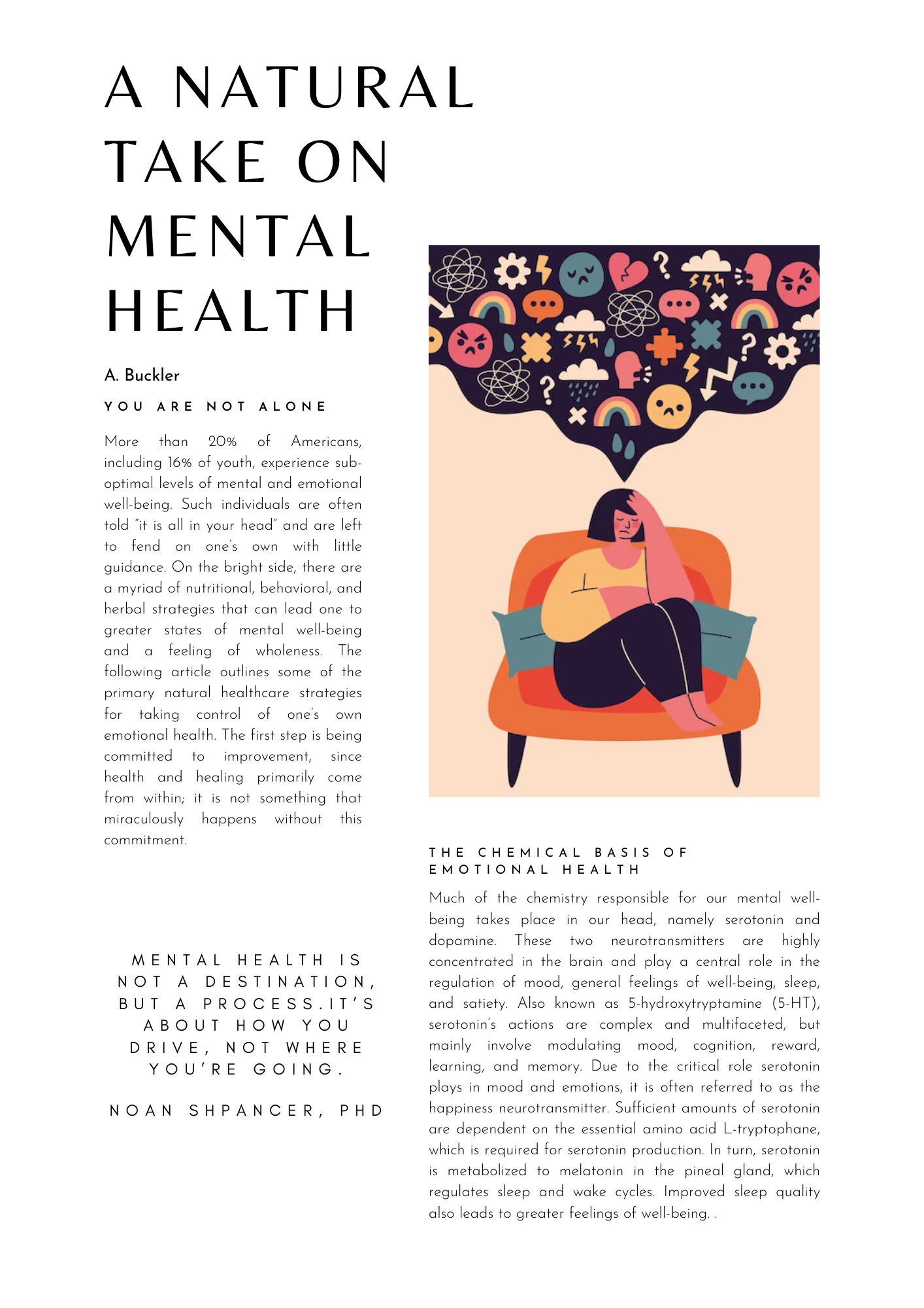 A Natural Take on Mental Health, page one